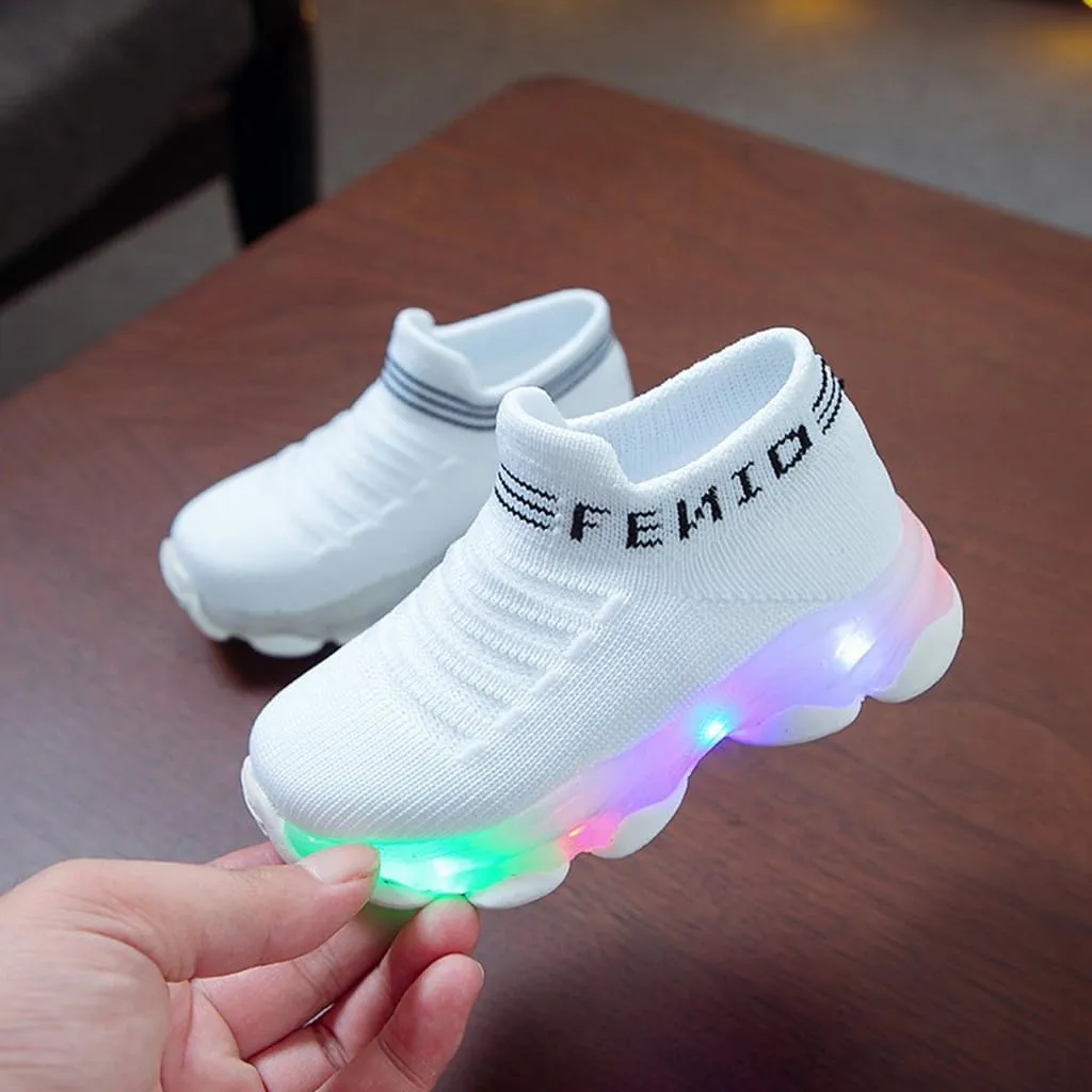 Sport Shoes Girls Boys Children Baby Run Casual Letter Led Luminous Mesh Baby Shoes Size 3 Girls Shoes