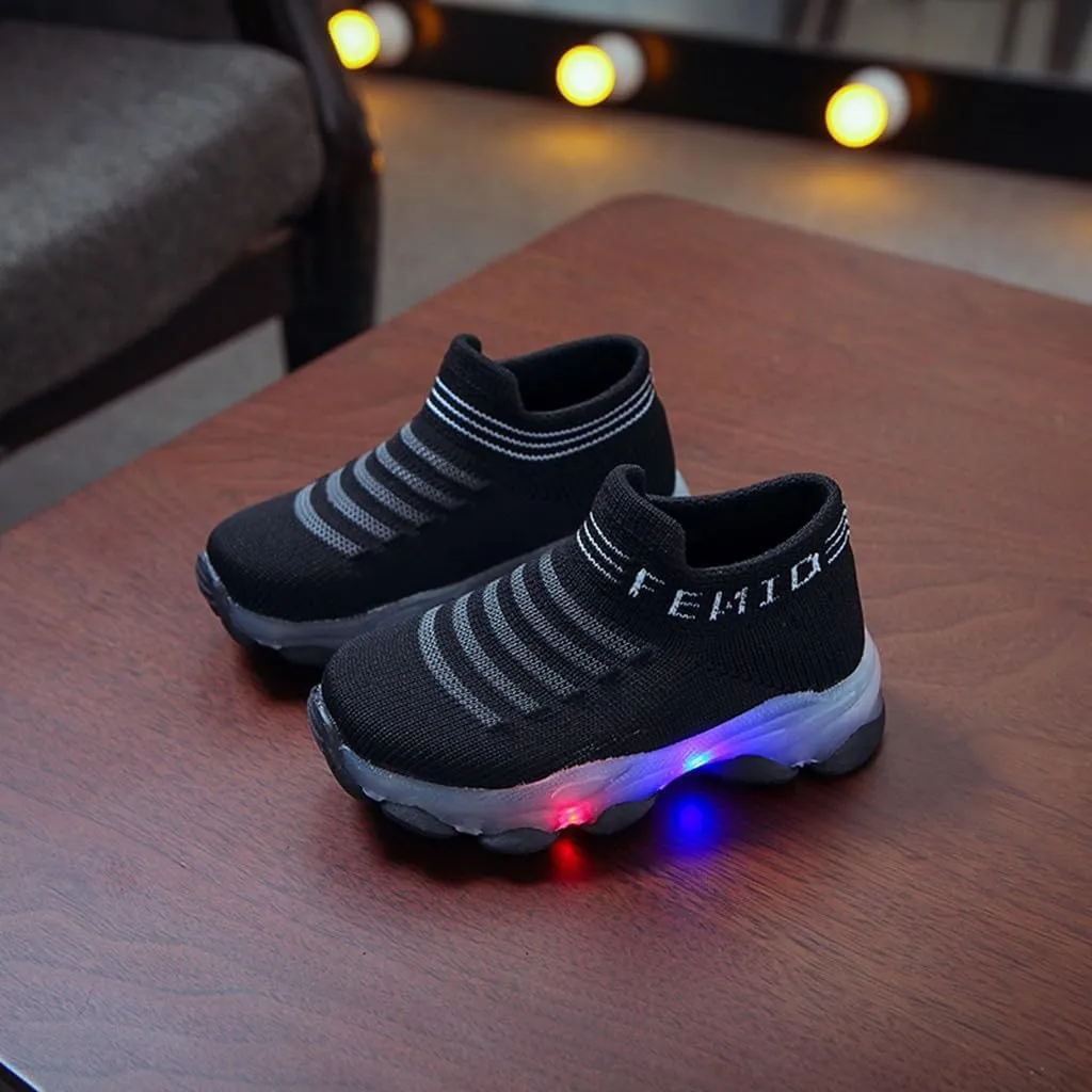 Sport Shoes Girls Boys Children Baby Run Casual Letter Led Luminous Mesh Baby Shoes Size 3 Girls Shoes