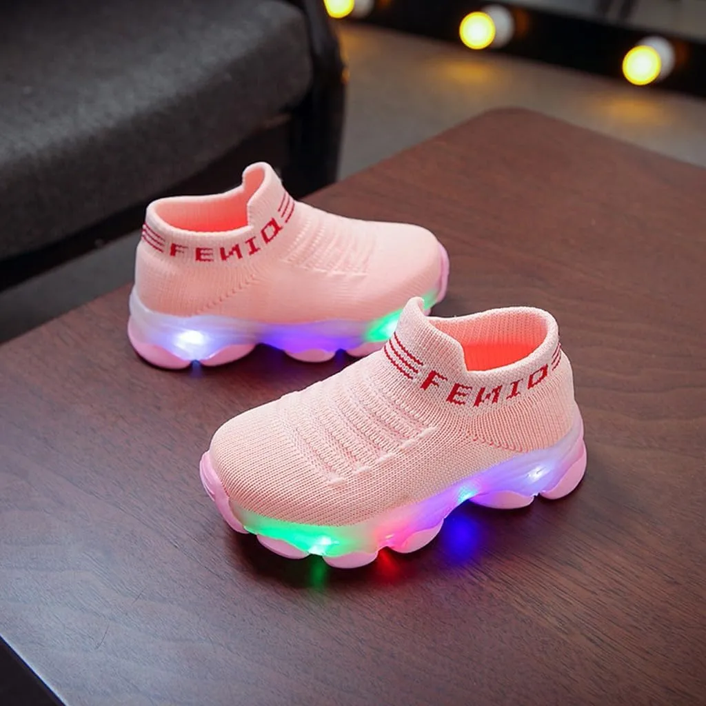 Sport Shoes Girls Boys Children Baby Run Casual Letter Led Luminous Mesh Baby Shoes Size 3 Girls Shoes