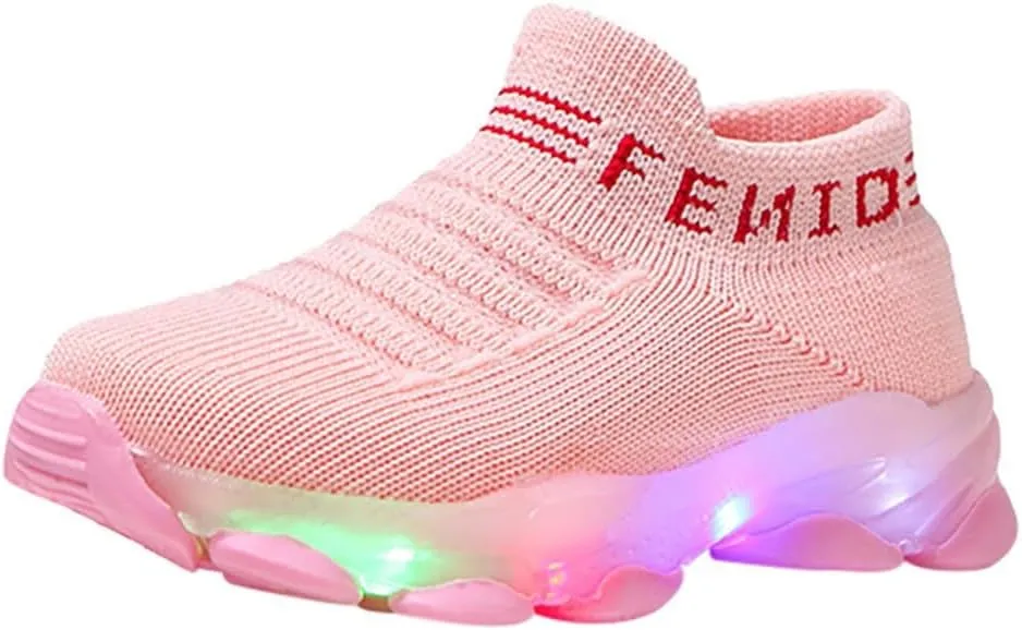 Sport Shoes Girls Boys Children Baby Run Casual Letter Led Luminous Mesh Baby Shoes Size 3 Girls Shoes