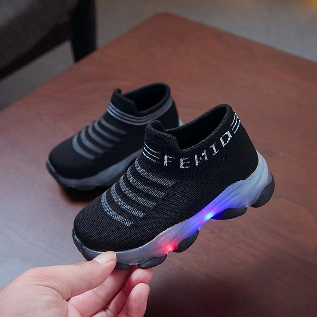 Sport Shoes Girls Boys Children Baby Run Casual Letter Led Luminous Mesh Baby Shoes Size 3 Girls Shoes