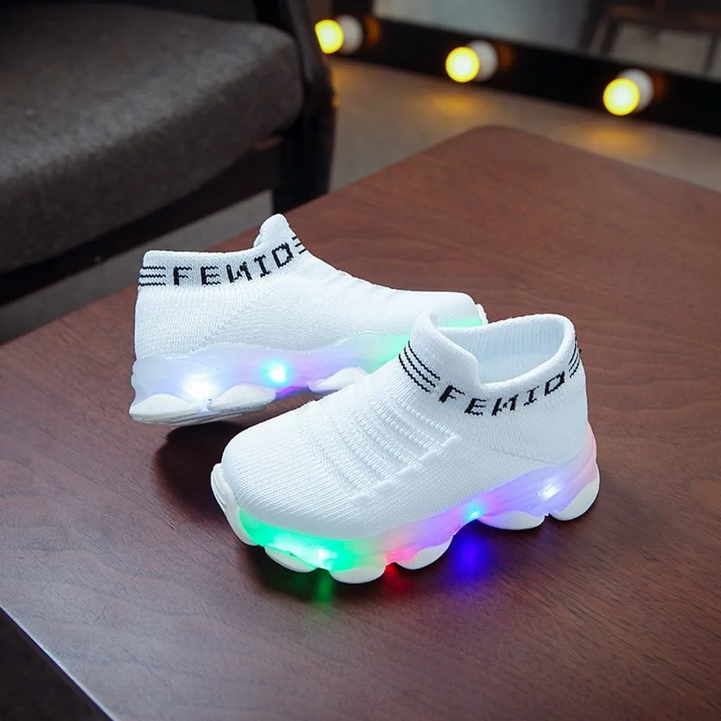 Sport Shoes Girls Boys Children Baby Run Casual Letter Led Luminous Mesh Baby Shoes Size 3 Girls Shoes