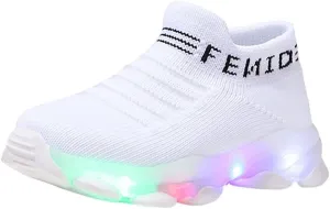Sport Shoes Girls Boys Children Baby Run Casual Letter Led Luminous Mesh Baby Shoes Size 3 Girls Shoes