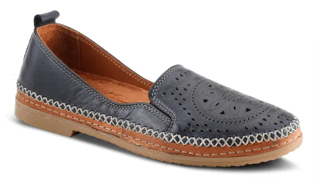 Spring Step Women's Ingrid Loafers- Navy/ Yellow