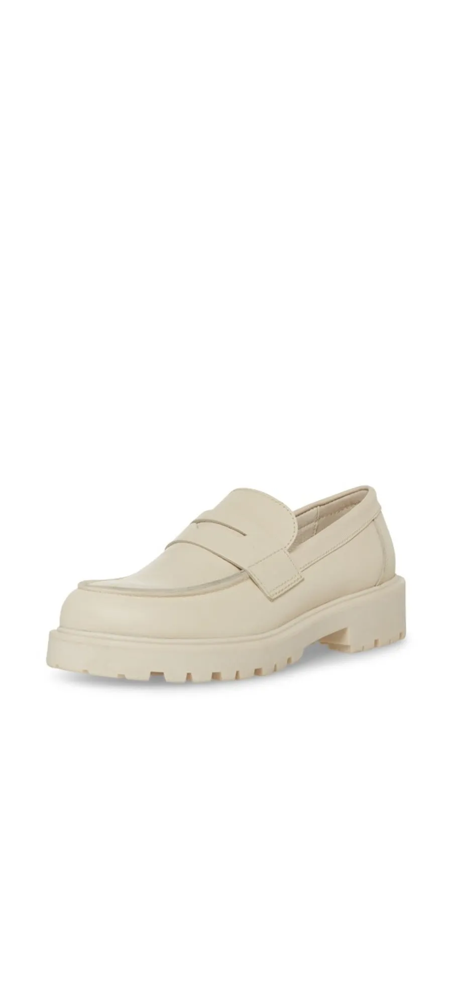 Steve Madden Lotto Bone/Bone Slip On Rounded Toe Chunky Heel Fashion Loafers