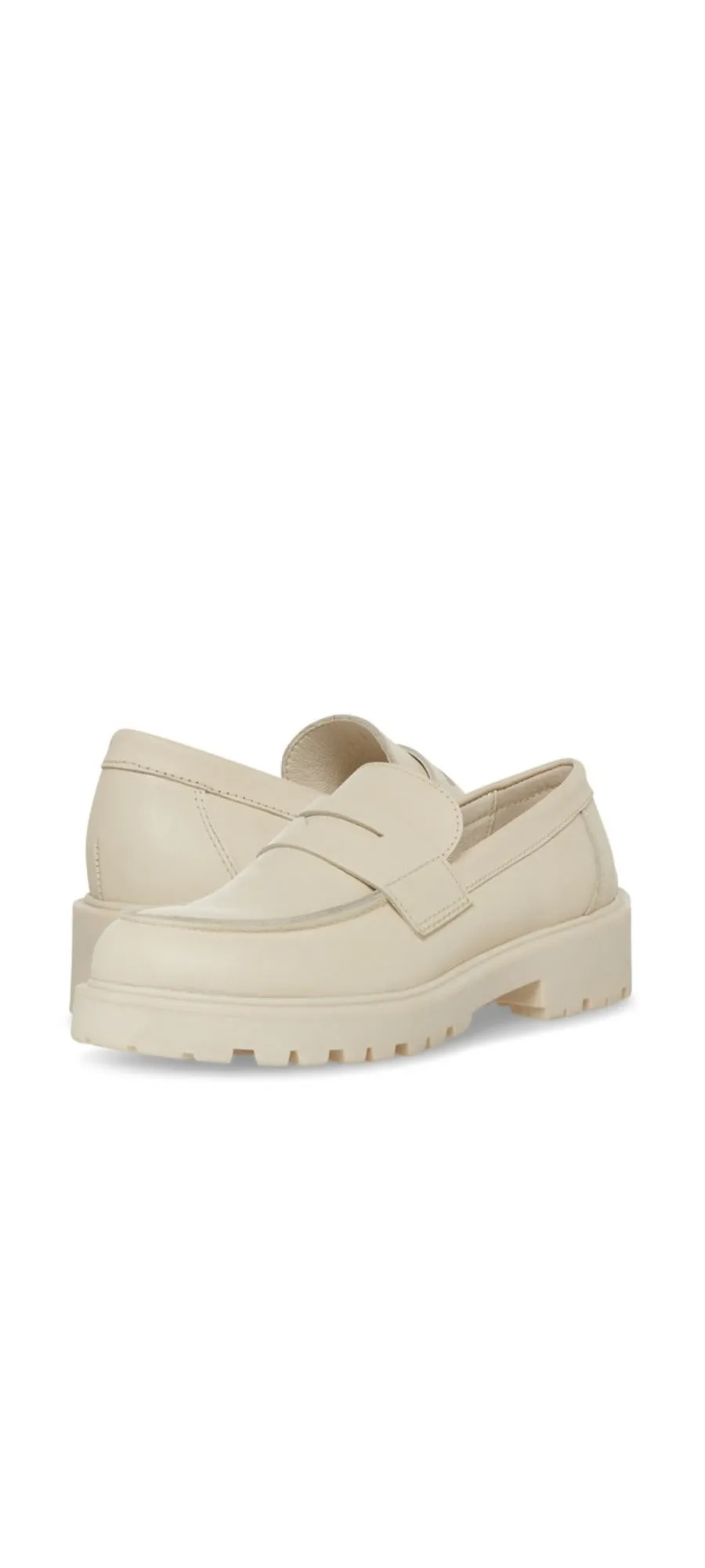 Steve Madden Lotto Bone/Bone Slip On Rounded Toe Chunky Heel Fashion Loafers