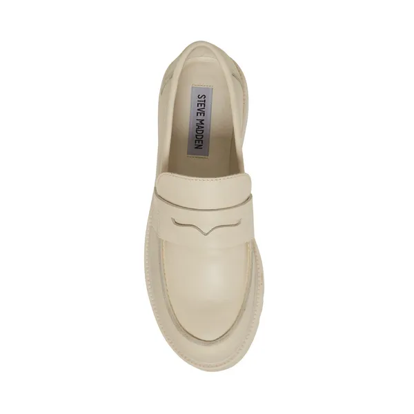 Steve Madden Lotto Bone/Bone Slip On Rounded Toe Chunky Heel Fashion Loafers