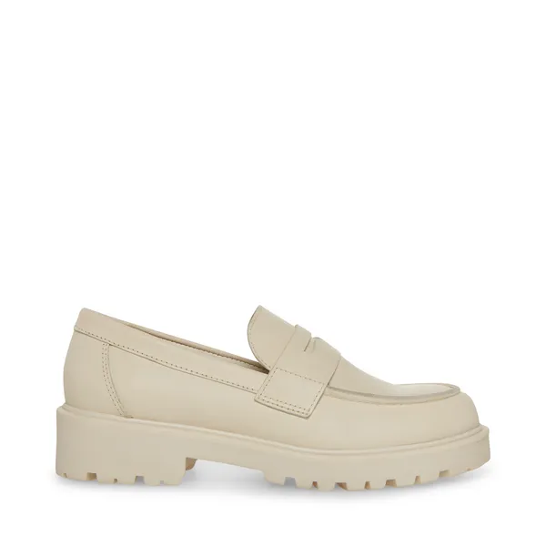 Steve Madden Lotto Bone/Bone Slip On Rounded Toe Chunky Heel Fashion Loafers