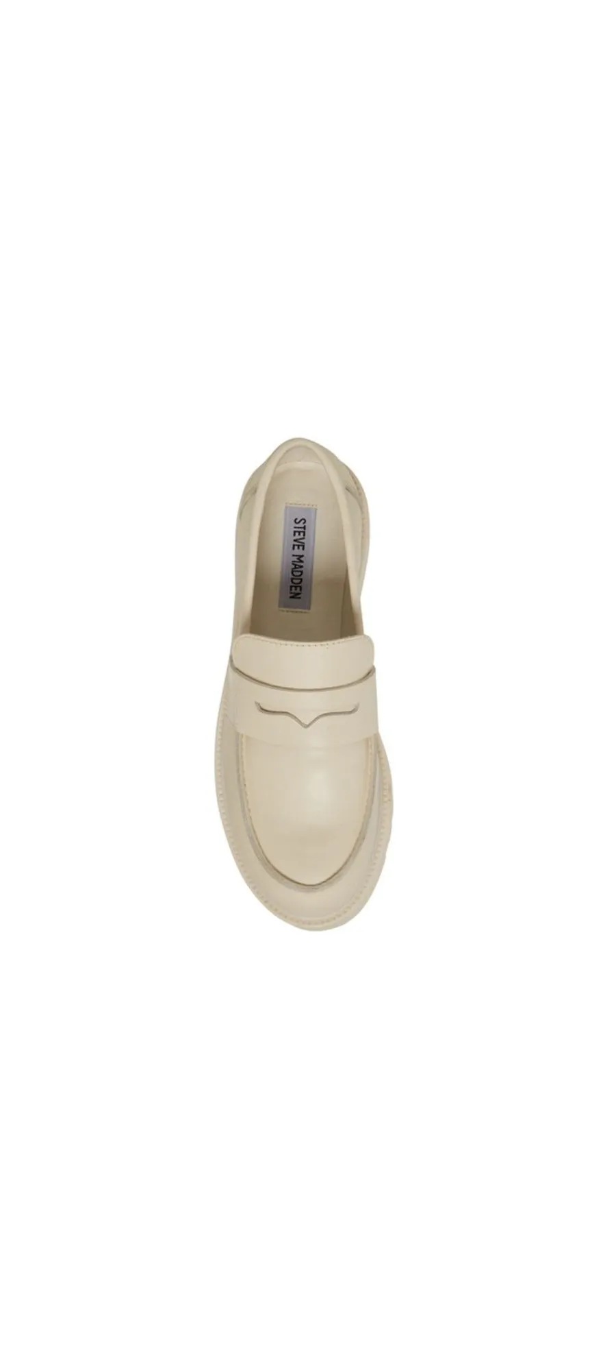 Steve Madden Lotto Bone/Bone Slip On Rounded Toe Chunky Heel Fashion Loafers