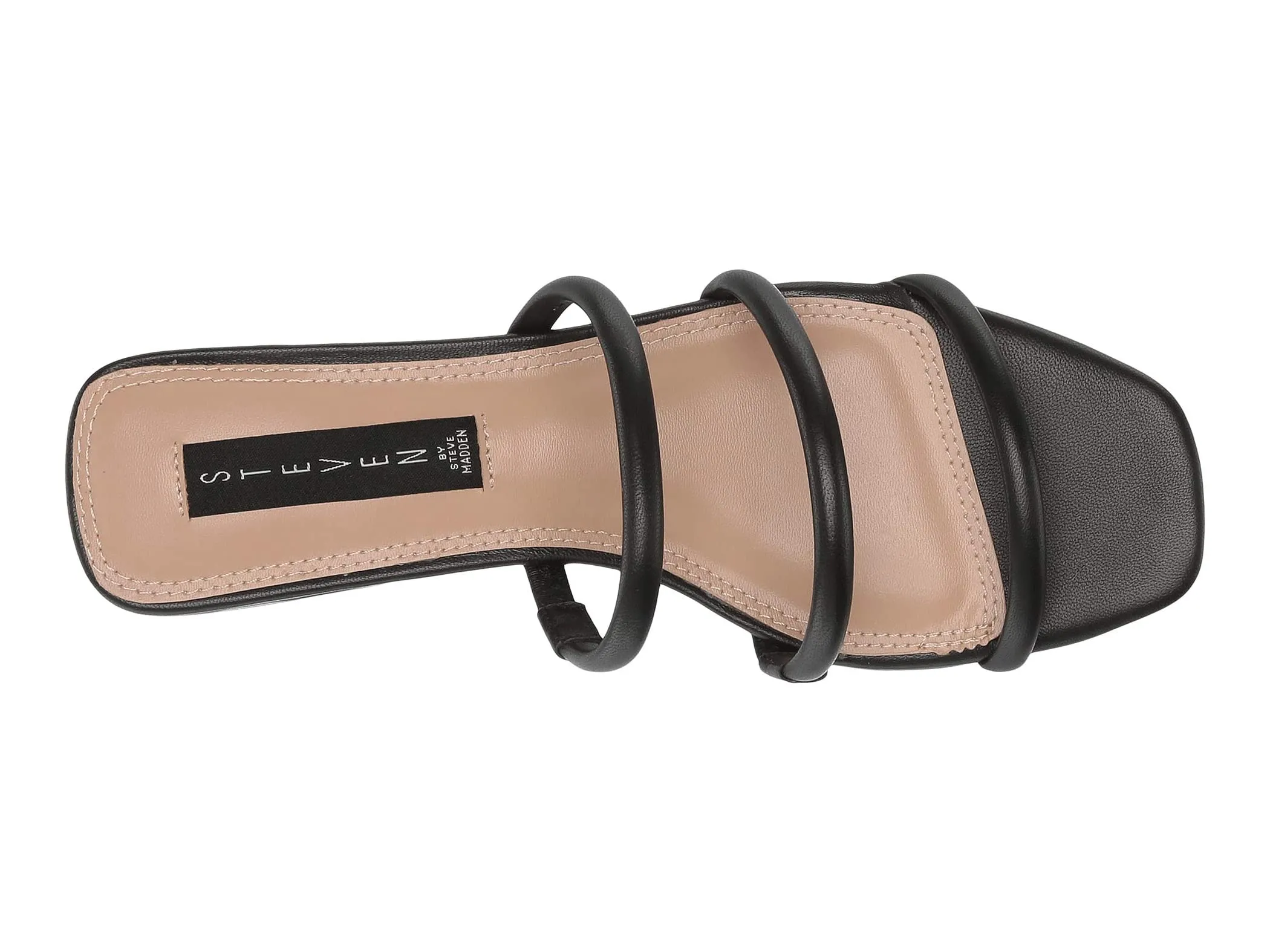 Steve Madden Womens HADES Slip On Pointed toe Flat Slide Sandals BLACK LEATHER
