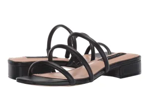 Steve Madden Womens HADES Slip On Pointed toe Flat Slide Sandals BLACK LEATHER