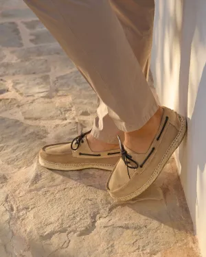 Suede Boat-Shoes Espadrilles - M28K0 - Hamptons Washed Beige