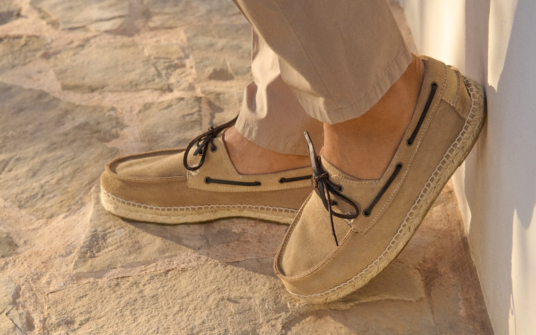 Suede Boat-Shoes Espadrilles - M28K0 - Hamptons Washed Beige