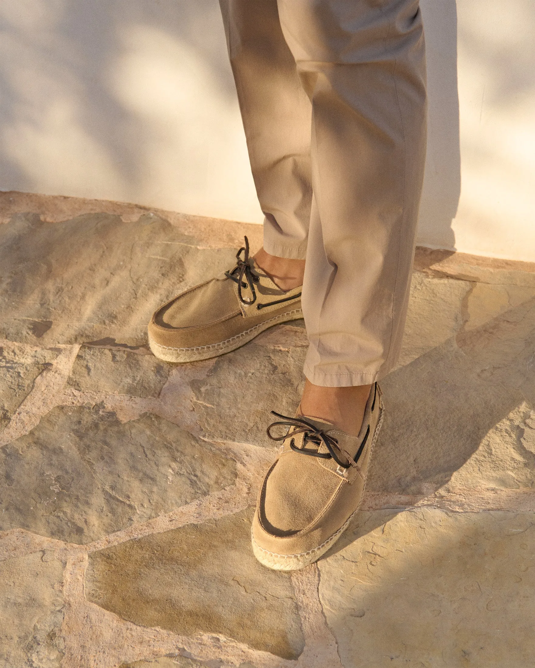Suede Boat-Shoes Espadrilles - M28K0 - Hamptons Washed Beige