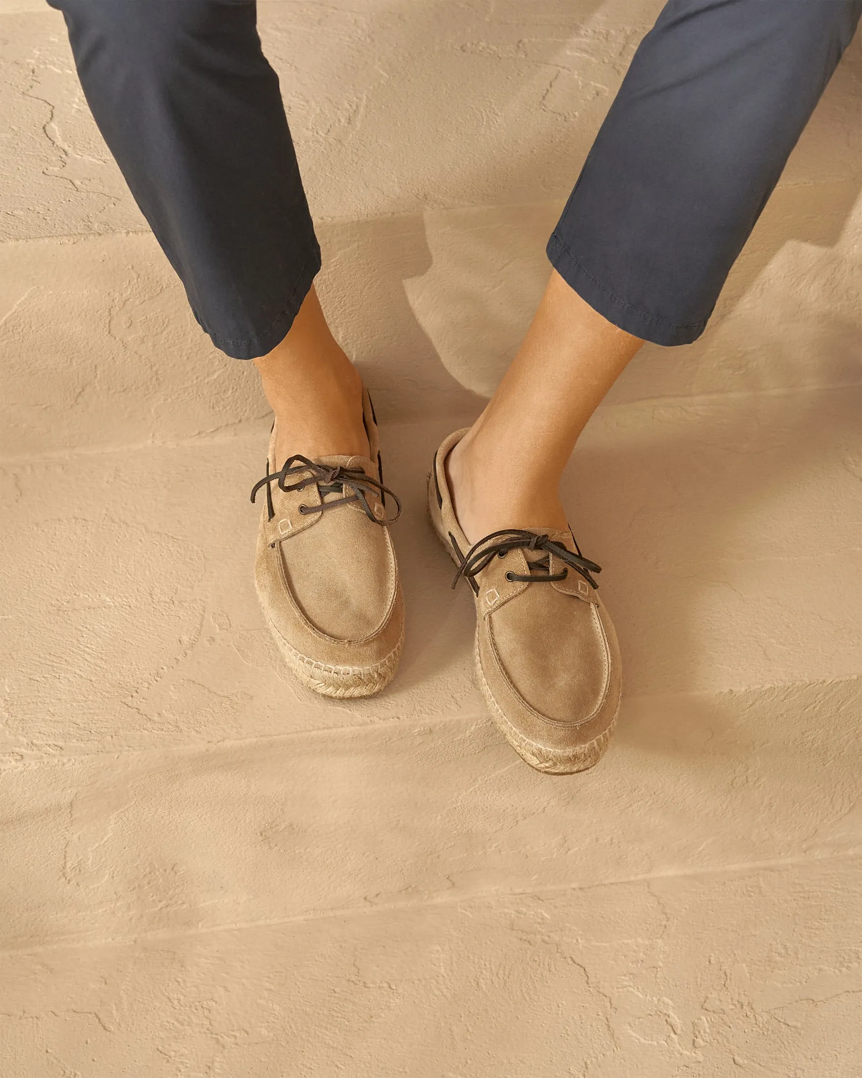 Suede Boat-Shoes Espadrilles - M28K0 - Hamptons Washed Beige