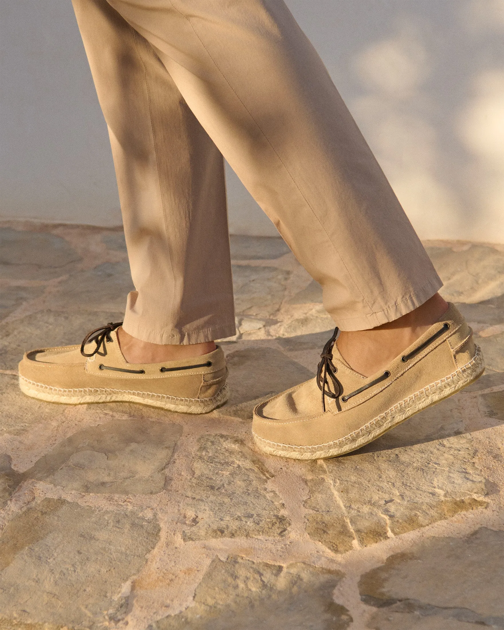 Suede Boat-Shoes Espadrilles - M28K0 - Hamptons Washed Beige