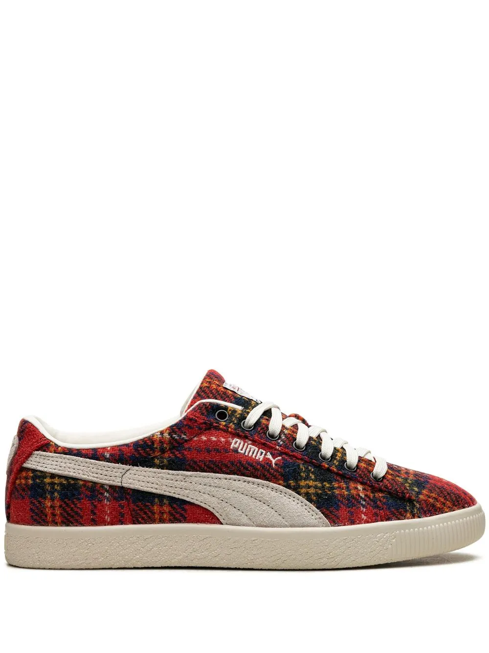 Suede VTG Harris Tweed "Frosted Ivory/Red" sneakers