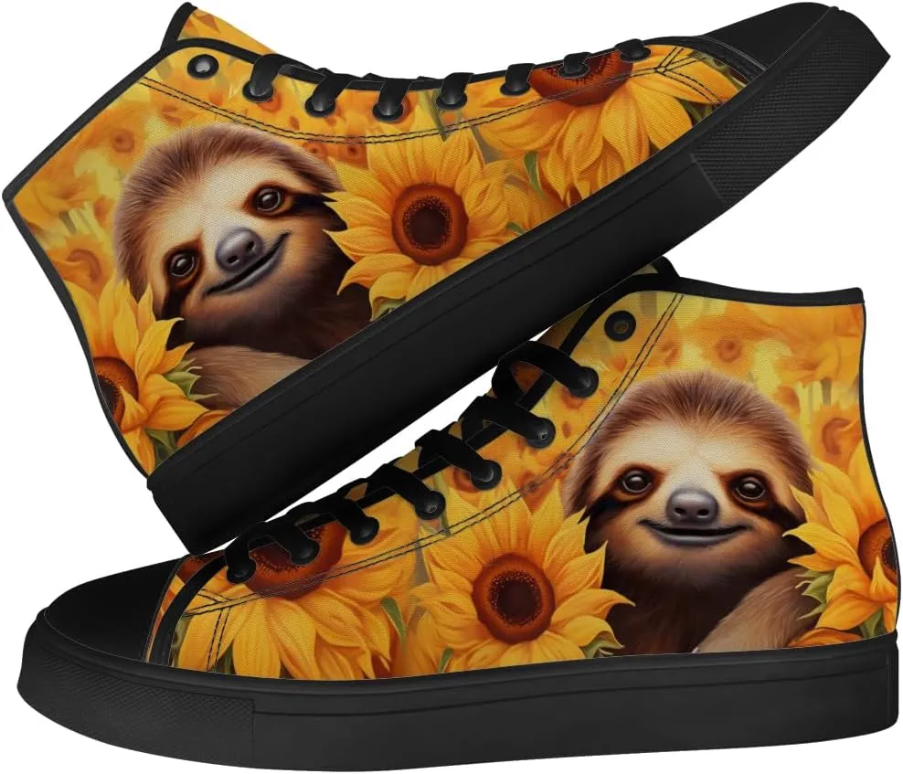 Sunflower Shoes for Men Women High Top Canvas Sneakers Lace Up Casual Walking Shoes Gifts for Dad Mom