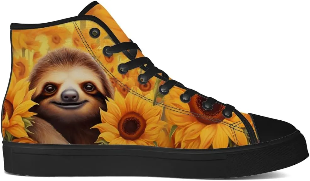 Sunflower Shoes for Men Women High Top Canvas Sneakers Lace Up Casual Walking Shoes Gifts for Dad Mom