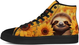 Sunflower Shoes for Men Women High Top Canvas Sneakers Lace Up Casual Walking Shoes Gifts for Dad Mom