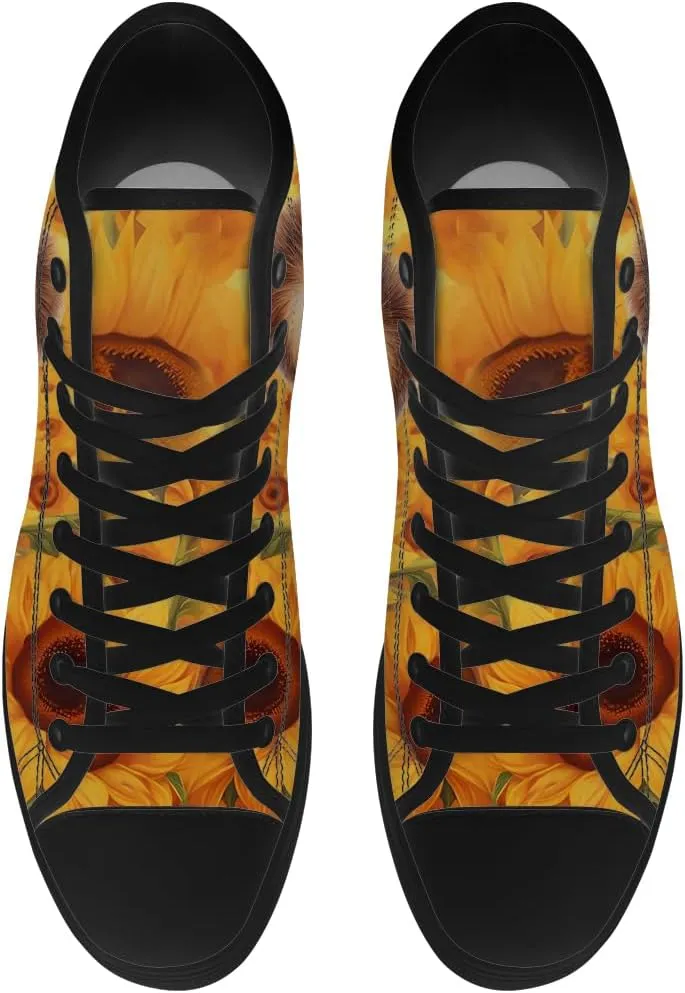 Sunflower Shoes for Men Women High Top Canvas Sneakers Lace Up Casual Walking Shoes Gifts for Dad Mom