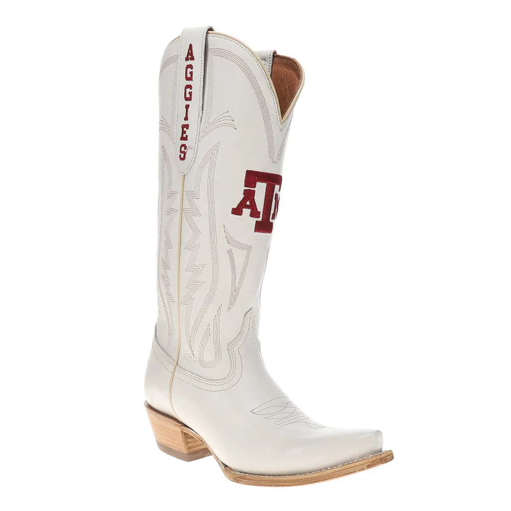 Texas A&M University Gameday Embroidered Logo Snip Toe Cowboy Boots