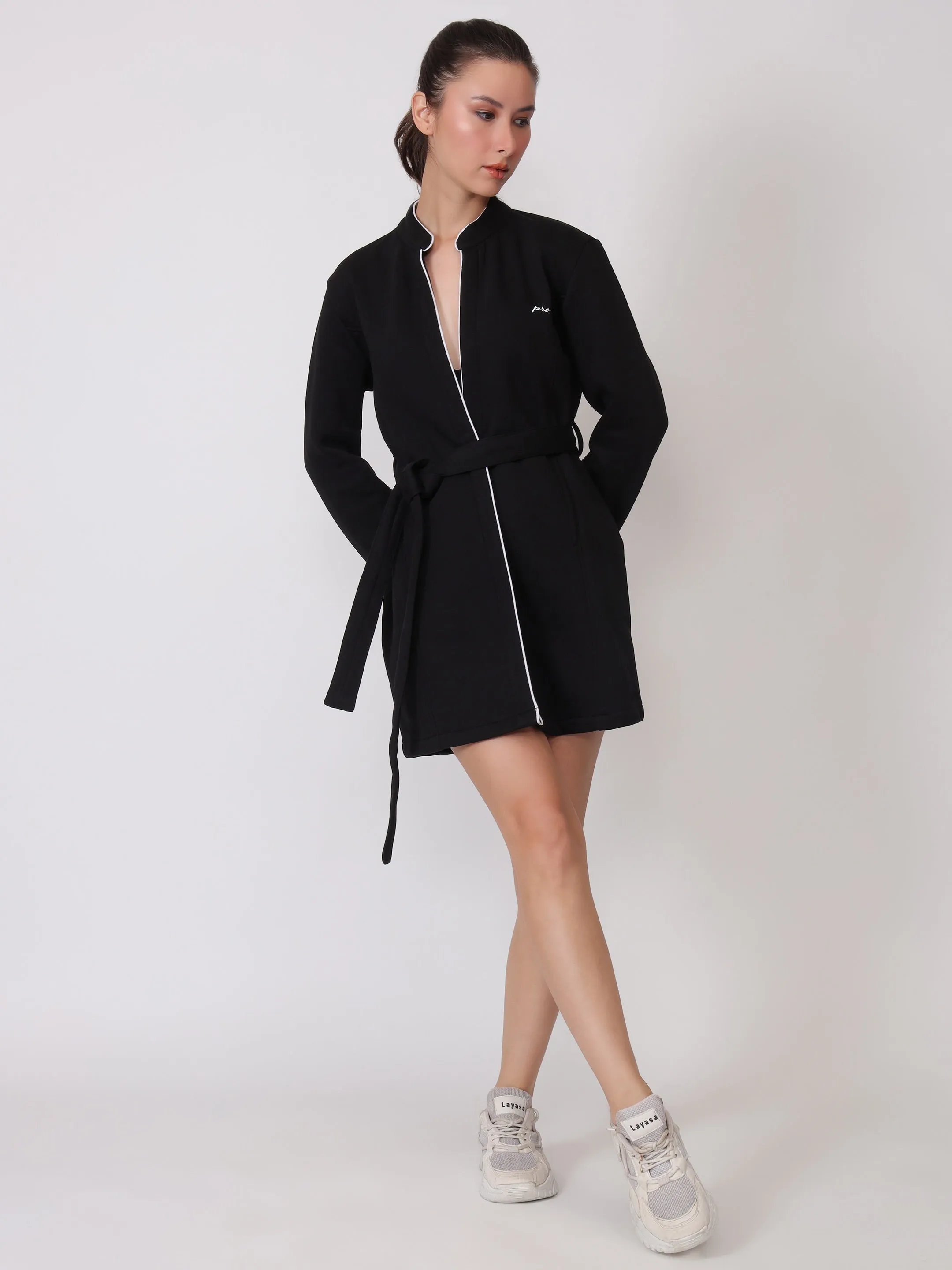 Timeless Black Belted Coat Sweatshirt