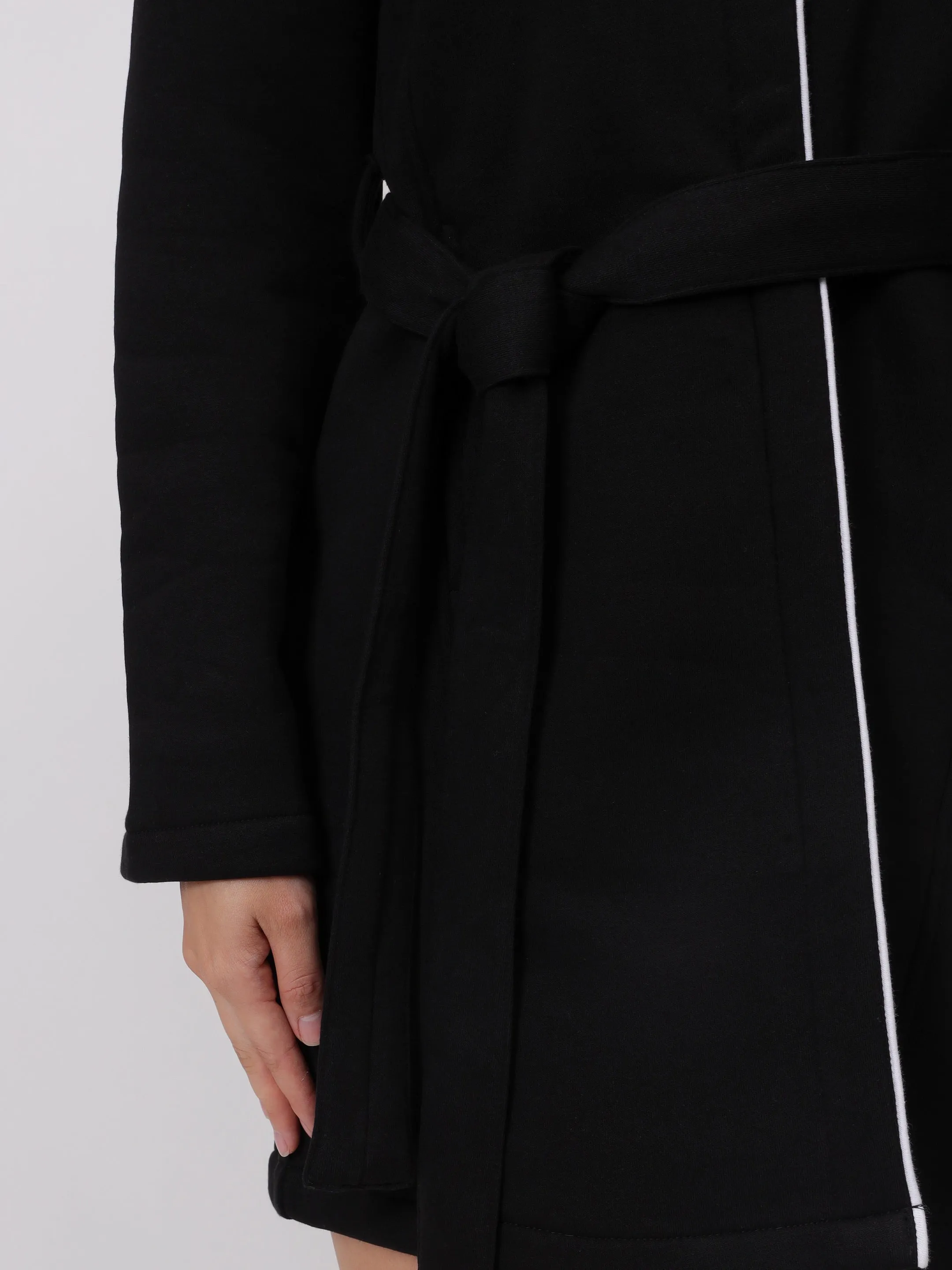 Timeless Black Belted Coat Sweatshirt