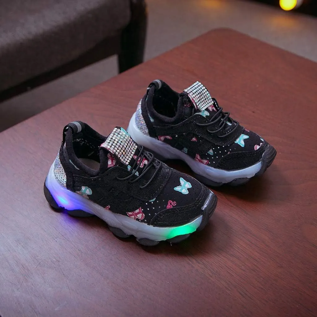 Toddler Baby Light Up Shoes Kids Boys Girls Non Slip LED Flashing Sneakers Breathable Wide Mesh Tennis Sport Shoes