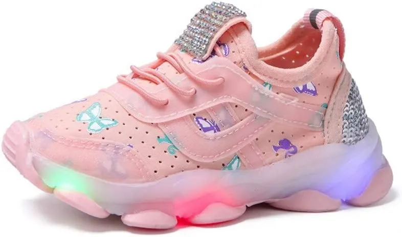 Toddler Baby Light Up Shoes Kids Boys Girls Non Slip LED Flashing Sneakers Breathable Wide Mesh Tennis Sport Shoes