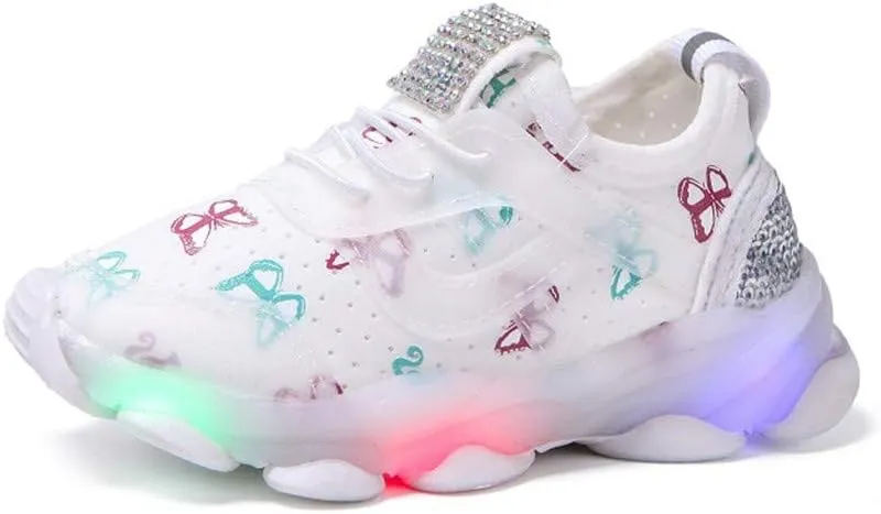 Toddler Baby Light Up Shoes Kids Boys Girls Non Slip LED Flashing Sneakers Breathable Wide Mesh Tennis Sport Shoes