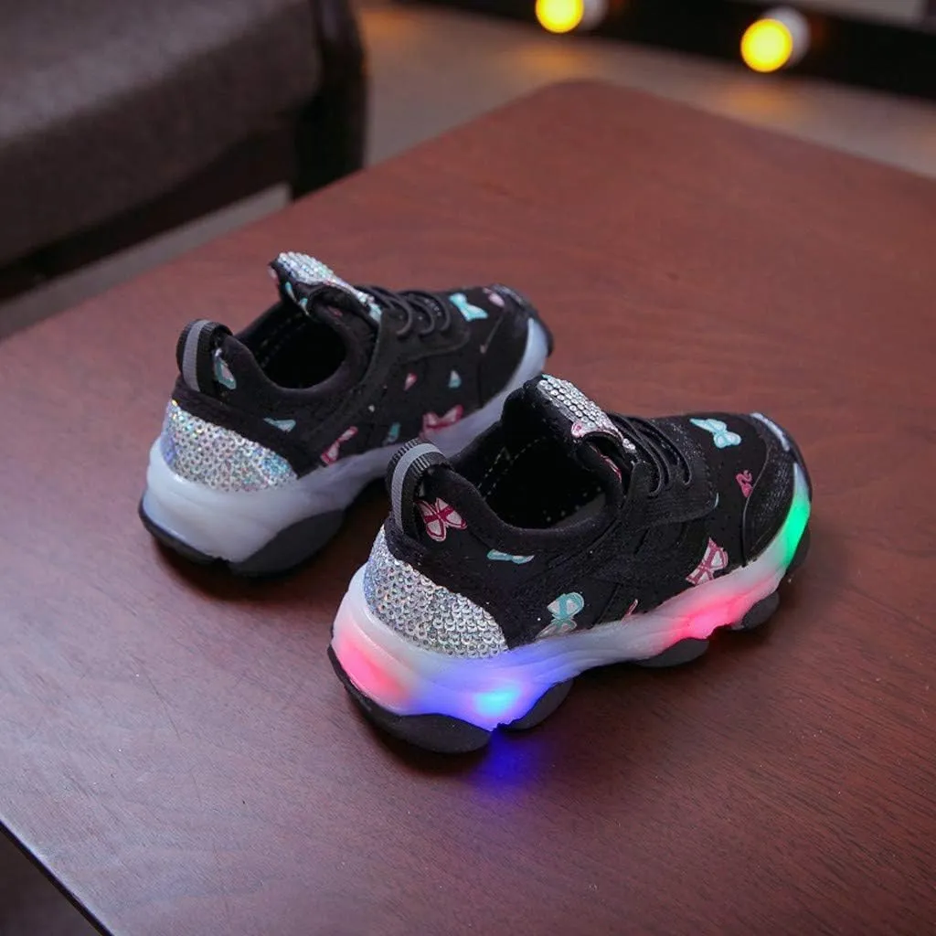 Toddler Baby Light Up Shoes Kids Boys Girls Non Slip LED Flashing Sneakers Breathable Wide Mesh Tennis Sport Shoes