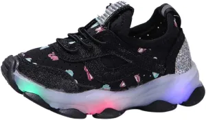 Toddler Baby Light Up Shoes Kids Boys Girls Non Slip LED Flashing Sneakers Breathable Wide Mesh Tennis Sport Shoes