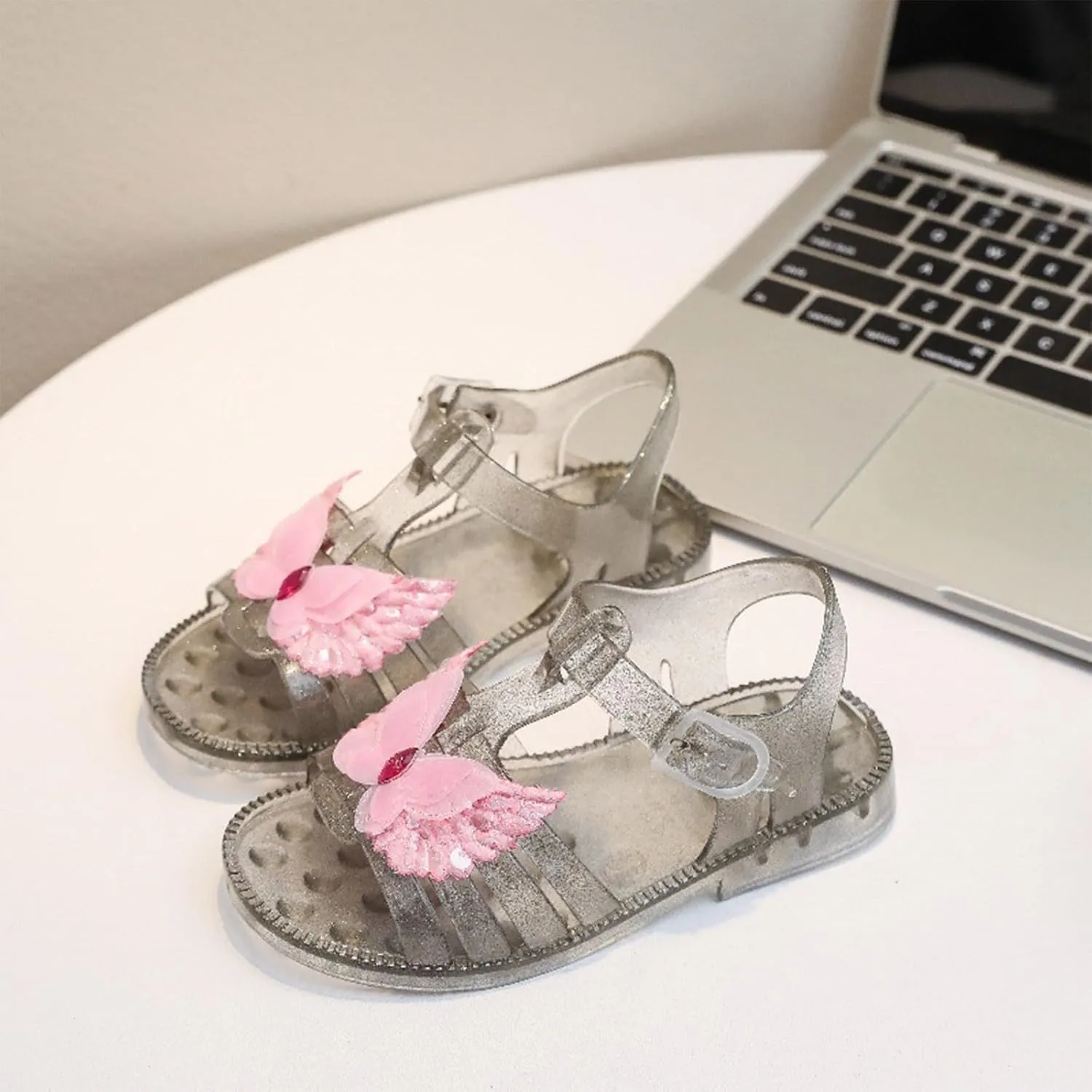 Toddler Boys Girls Double Sandals Sandals For Girls Kids Toddler Dress Up Flat Sequins Butterfly Mary Jane Shoes Summer Casual Sandal Walking Beach Shower Shoes for Boys