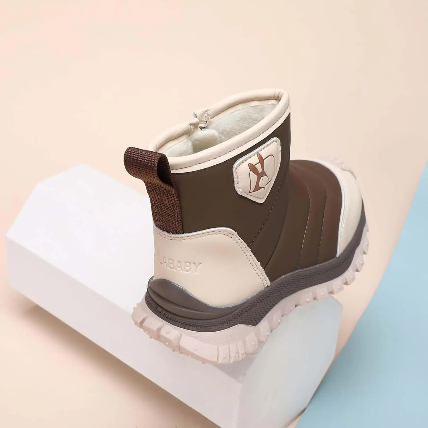 Toddler Cotton Soft Snow Booties Side Zipper aterproof Warm Shoes Baby Boys Infant Boots Sole Non Slip Ski Warm Comfy