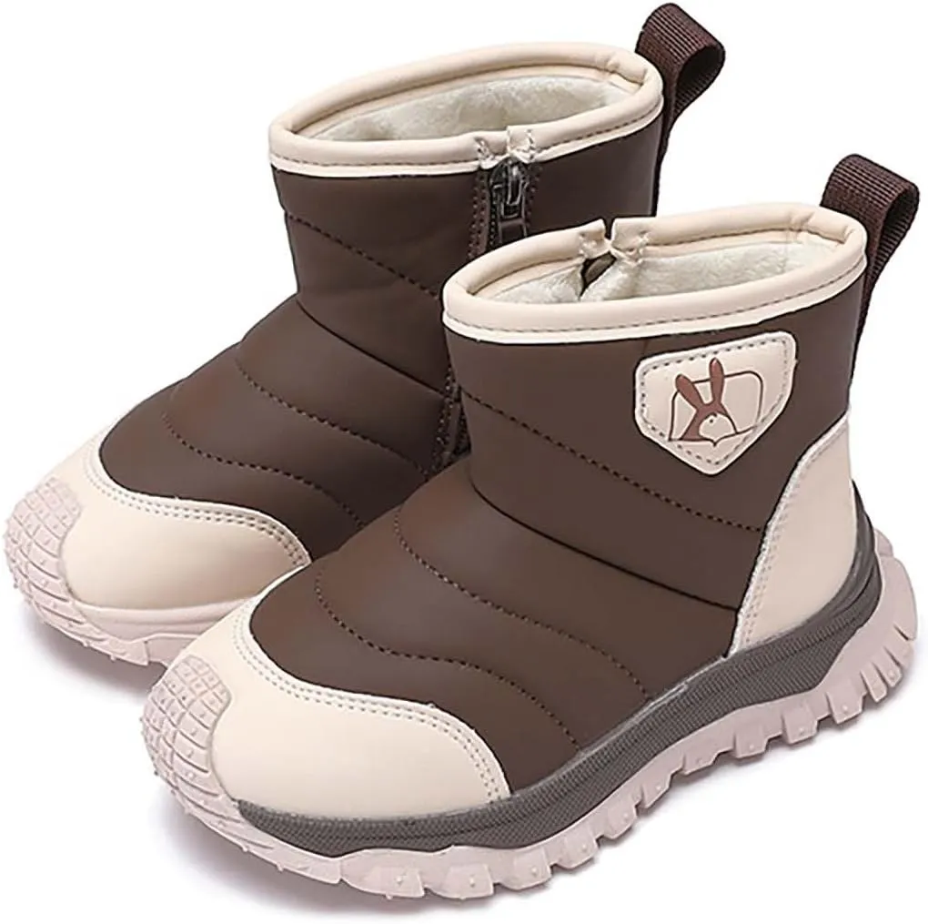 Toddler Cotton Soft Snow Booties Side Zipper aterproof Warm Shoes Baby Boys Infant Boots Sole Non Slip Ski Warm Comfy
