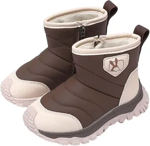 Toddler Cotton Soft Snow Booties Side Zipper aterproof Warm Shoes Baby Boys Infant Boots Sole Non Slip Ski Warm Comfy