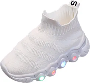 Toddler Kids Fashion Shiny Sneakers Light up Slip on Breathable Athletic Casual Shoes Boys Girls Walking Tennis Shoe with LED