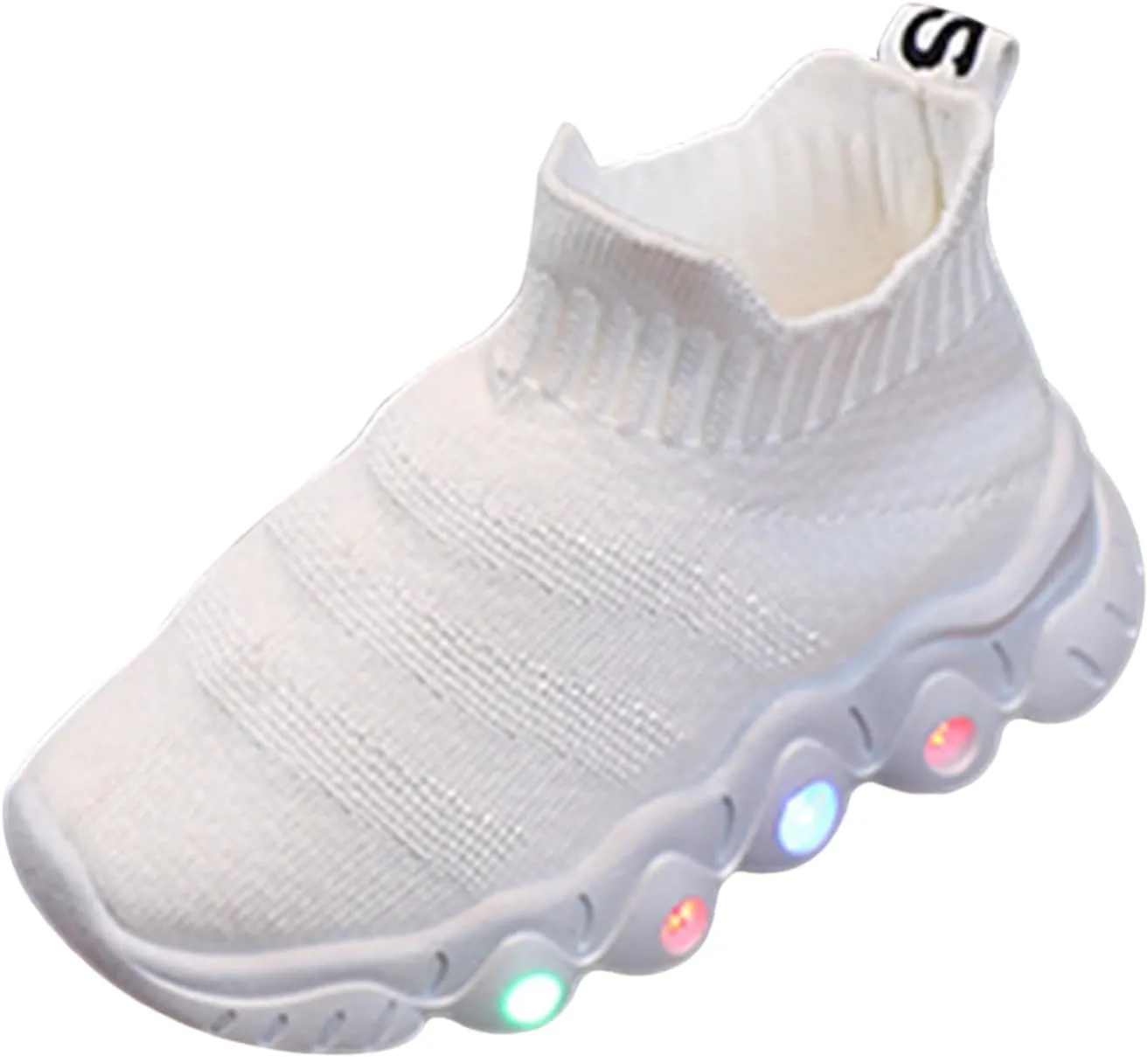Toddler Kids Fashion Shiny Sneakers Light up Slip on Breathable Athletic Casual Shoes Boys Girls Walking Tennis Shoe with LED