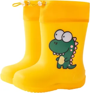 Toddler Kids Rain Boots Baby Cartoon Cute Non Slip Rain Shoes Children Easy On Waterproof Boots For Boys And Girls School