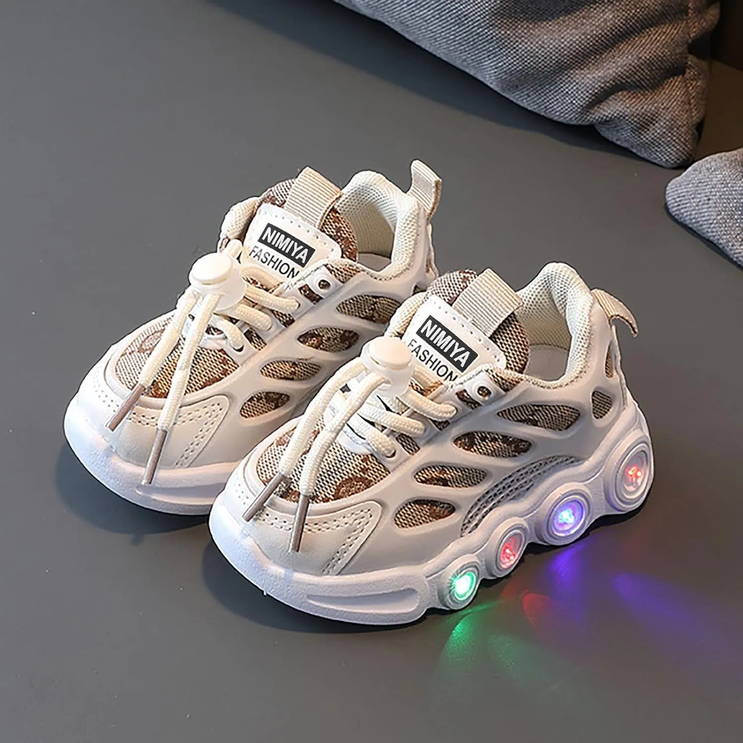 Toddler Light Up Sneakers Kids Athletic Sport Walking Shoes with Adjustable Strap for Girls Boys Casual Shoes