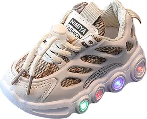 Toddler Light Up Sneakers Kids Athletic Sport Walking Shoes with Adjustable Strap for Girls Boys Casual Shoes