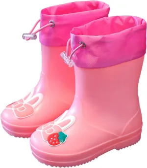 Toddler Rain Boots Waterproof Rubber Boots Kids Bunny Rain Boots for Girls,Unisex-Child Outdoor Lined Rain Boots