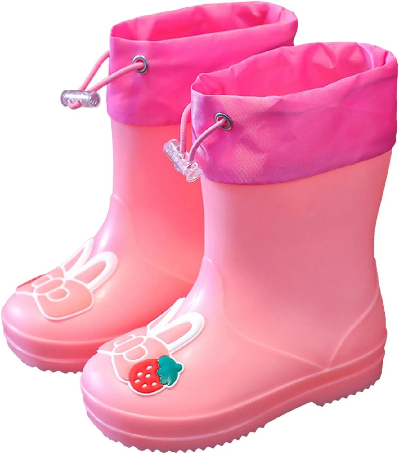 Toddler Rain Boots Waterproof Rubber Boots Kids Bunny Rain Boots for Girls,Unisex-Child Outdoor Lined Rain Boots