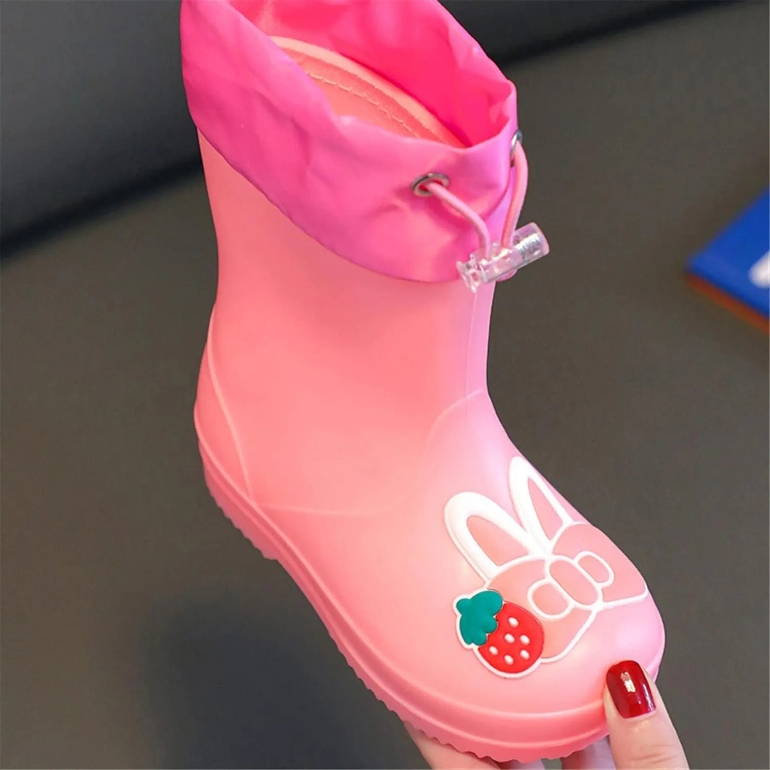 Toddler Rain Boots Waterproof Rubber Boots Kids Bunny Rain Boots for Girls,Unisex-Child Outdoor Lined Rain Boots