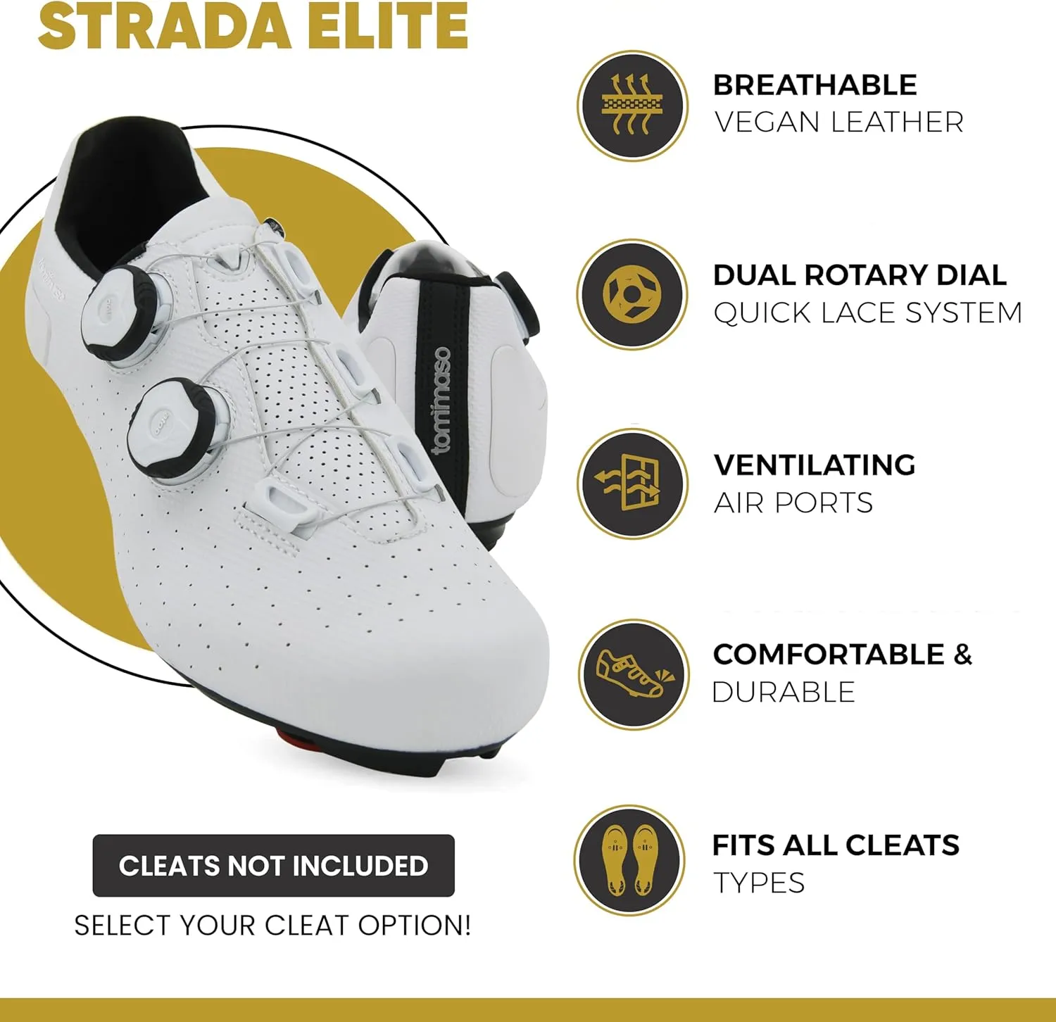 Tommaso Strada Mens SPD & Peloton Shoes2 in 1 Cycling ShoesInstall Your Own Delta or SPD Cleats for Road Bikes, Indoor Cycles or Most Mens BicyclesExplore Bike Accessories