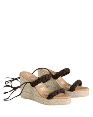 Two Braided Bands Chocolate Wedge Espadrille