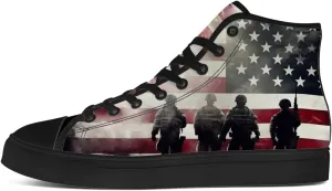 Veteran Shoes for Men Women Patriotic High Top Canvas Sneakers Lace Up Casual Walking Shoes Gifts for Dad Mom
