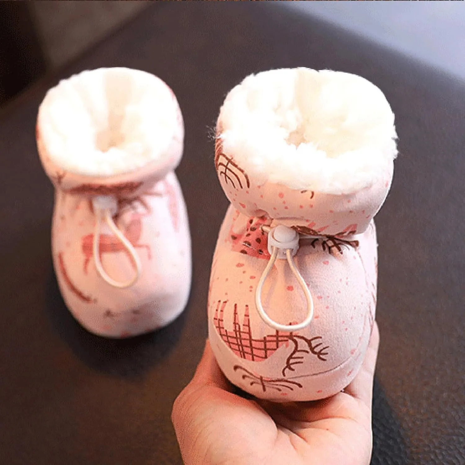 Warm Furry Baby Boots 2024 New Warm Cozy Fleece Baby Booties Winter Snow Anti Slip Soft Sole Warm Baby 6 Months Shoes