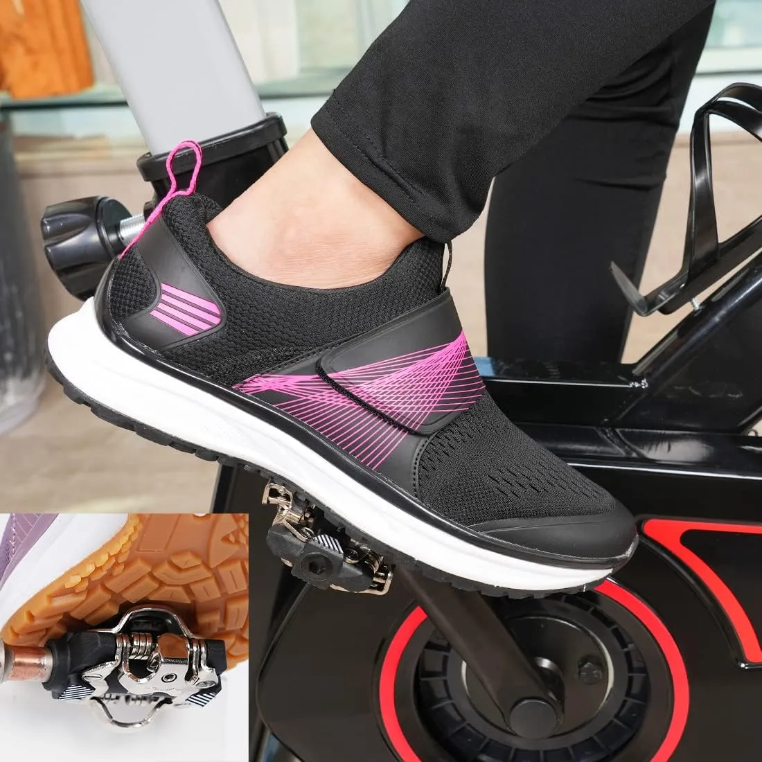 Womens Indoor Cycling Shoes SPD Cleats Compatible Comfortable and Breathable Road Bike Shoes